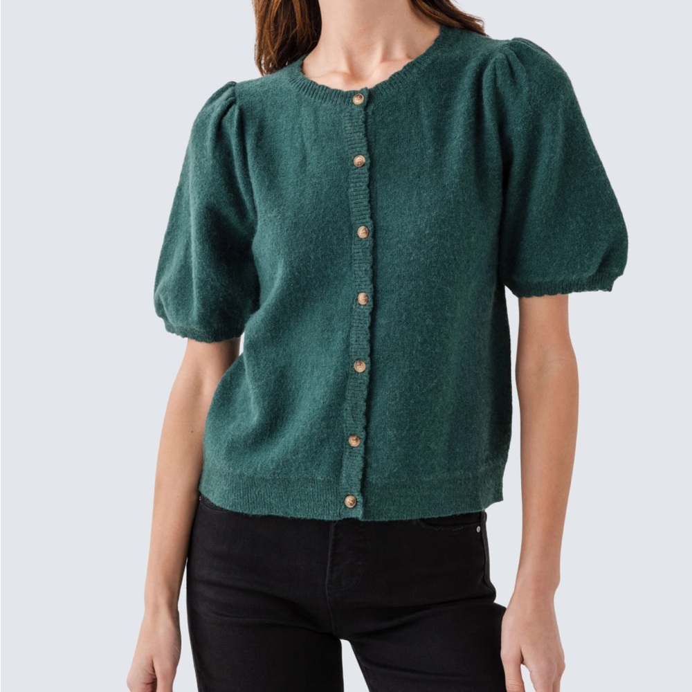 Wishlist beautiful Green Puff Sleeve Cardigan
